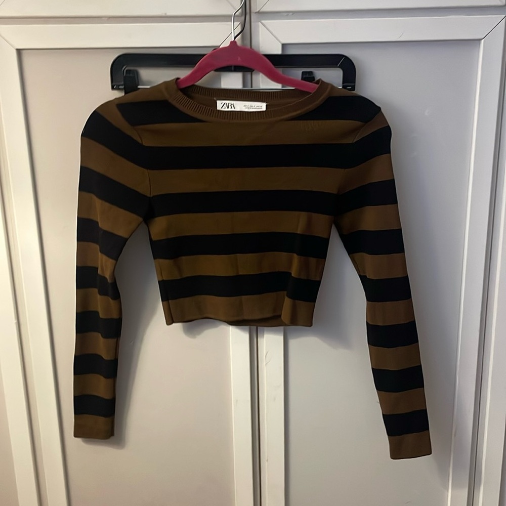 Zara Cropped Sweater/Long Sleeve Top Size S